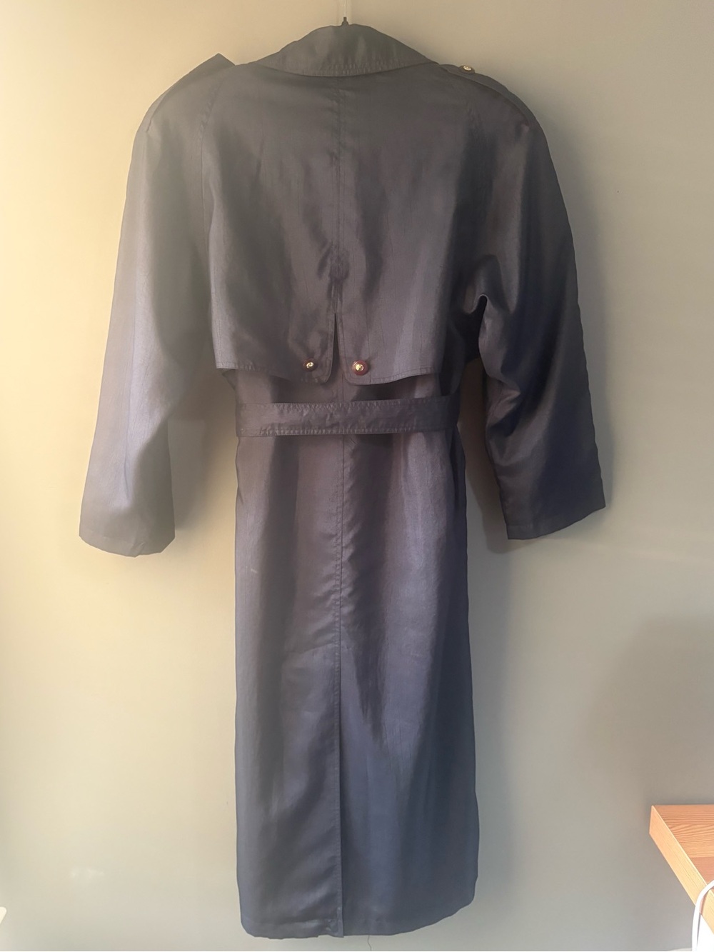 CLEO PETITES Navy Blue Belted Trench Coat | Size 6 Petite - Picture 8 of 9